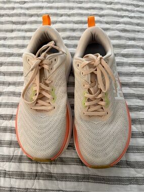 Hoka Beige and Orange Women's Athletic Sneakers